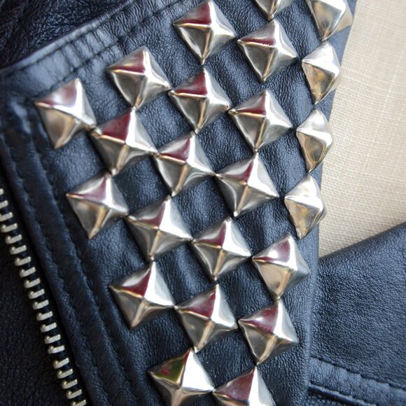 Vintage G-4000 Black Leather Studded Motorcycle Jacket Size M - Picture 8 of 16